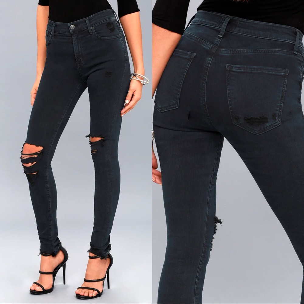 New Agolde Distressed Black/Dark Grey Skinny Jeans